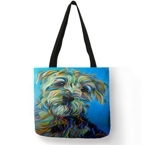 Sac en coton et en lin pour femmes, Design personnalisé, fourre-tout avec chiens mignons imprimés, logo personnalisé, 2021 - Product Image 5