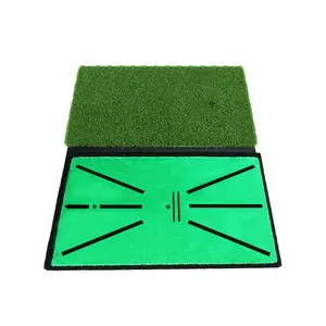 chipping césped verde Suppliers-Alfombrilla de entrenamiento 2 en 1 para golpear el Golf, nueva alfombra de entrenamiento de práctica para el patio trasero, detección de oscilación desmontable y césped sintético, OEM
