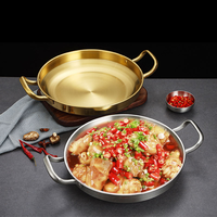 Assiette Moderne en Acier Inoxydable de Haute Qualité pour Paella, Écologique, Argentée/Dorée, Idéale pour la Cuisson des Plats Chauds et des Ragoûts
