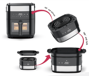 <span class=keywords><strong>Friteuse</strong></span> à air numérique de luxe 8L carrée en acier inoxydable avec <span class=keywords><strong>grill</strong></span> 2-en-1, écran LCD, grille amovible, 1700W, électrique domestique - Product Image 5