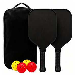 Ensemble de raquettes de pickleball professionnel en fibre de verre, 2 raquettes, 4 balles, noyau en PP, avec sac de transport - Product Image 1