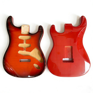 Cuerpo de guitarra eléctrica SSS ST de tilo con acabado brillante y tapa de arce flameado Cherry <span class=keywords><strong>Sunburst</strong></span> al por mayor para construcción de guitarras - Product Image 1