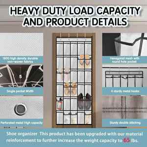 Door <b>Shoe</b> Organizer 30 Breathable Mesh Pockets Large Capacity Compact Portable Closet <b>Storage</b> Hanging <b>Shoe</b> Rack Organizer - Product Image 2