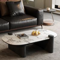 AJUNION Table basse nordique de luxe avec dessus en marbre Table basse à double imbrication Table de centre de meubles de salon pour la maison