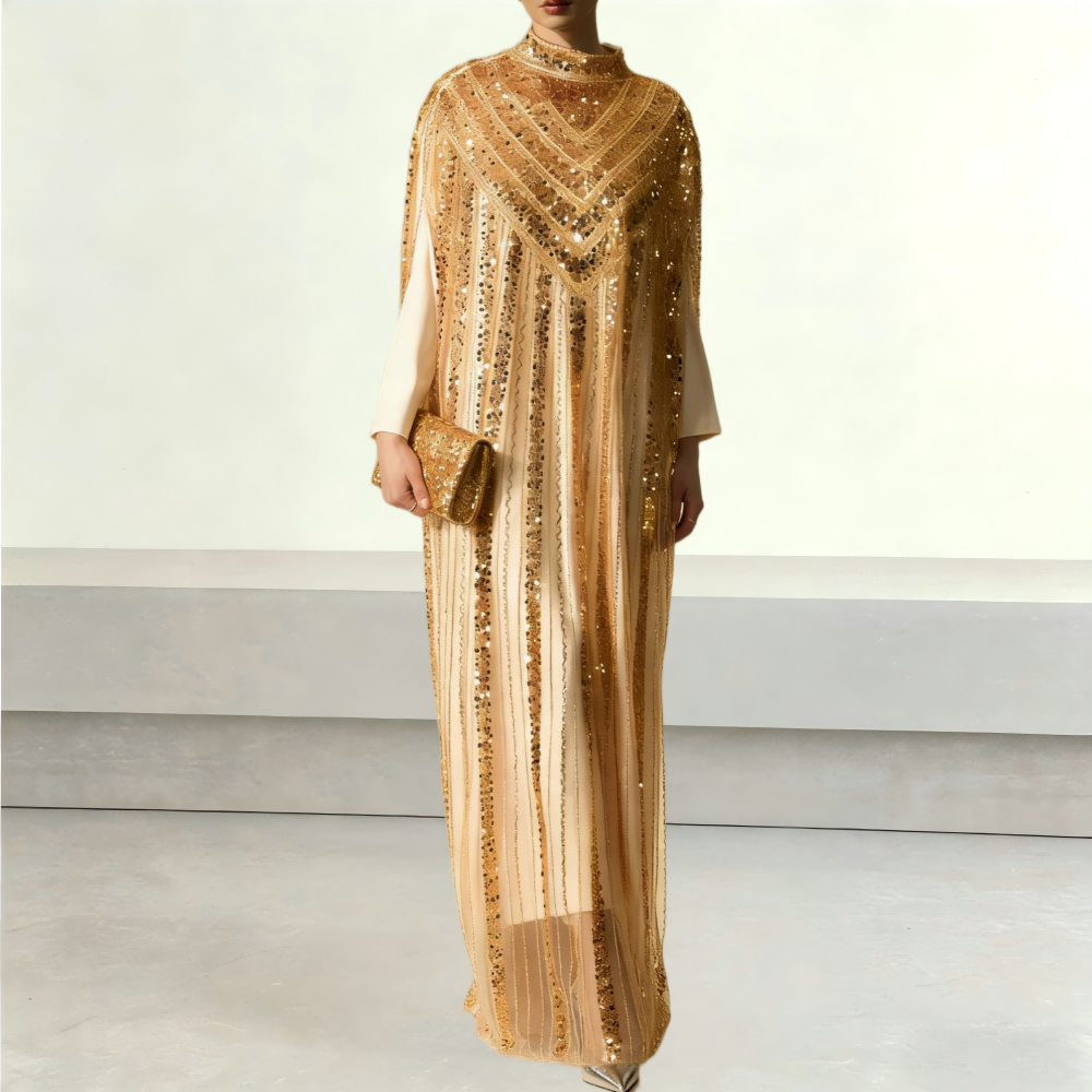 Shop Online Gold Sequin Maxi Dress Long Sleeves & Cape Design | Alibaba.com Shop Online Gold Sequin Maxi Dress Long Sleeves & Cape Design | Alibaba.com