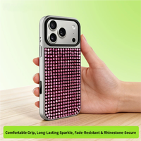 Coque arrière ornée de strass pour iPhone 15 14 13, procédé d'électrodéposition, coque en PC résistante aux chocs, étui de téléphone tendance