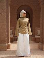 Haut en lin d'été de qualité supérieure pour femme musulmane, chemisier élégant à manches longues, tunique modeste de style arabe de Dubaï pour le hijab 2026