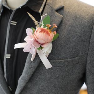 Europeu Noiva Pérola Wrist Flower Noivo Simulação Corsage Casamento Damas Irmãs Wrist Flower Rose Broche - Product Image 2