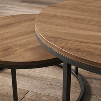 Table basse ronde couleur noyer, table d'appoint moderne de haute qualité pour salon, ensemble de tables à thé en bois