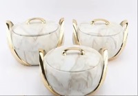 Lot de 3 chauffe-plats isothermes en acier inoxydable, casseroles de maintien au chaud de taille moyenne 2,5L, 3L, 3,5L avec couvercles, bols de service pour présentation sur table