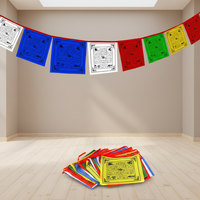 Drapeau tibétain bouddhiste Lungta en satin de nylon imprimé numériquement, anti-plis, 10x10 pouces, vente directe d'usine sur mesure