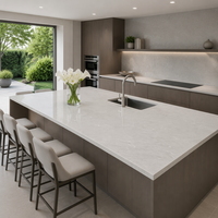 Rockgrey Ripples Großformatige Platte 95% Natürlicher Quarz Technisch Verarbeitet 15-30mm CE ISO Umweltfreundlich 5 Jahre Garantie Moderner Innenbereich Waschtisch Bodenbelag