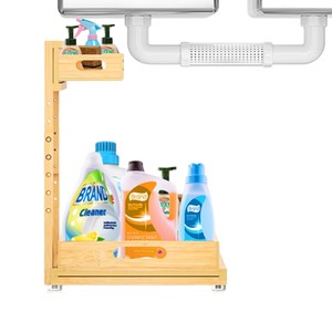 Wooden Double Layer <b>Shelf</b> Cosmetic Storage Rack Solid Wood <b>Desktop</b> Organizer For Bathroom Makeup Storage - Product Image 5