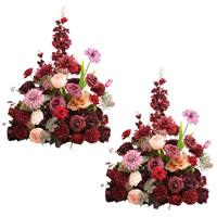 S-A9058 2pcs Bunga Artificial Burgundy untuk Dekorasi Meja dan Lorong Pernikahan/Pesta