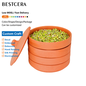 Brote personalizado BESTCERA con tapa Premium para bricolaje saludable jardinería casera brotador de cerámica brotador de terracota - Product Image 1