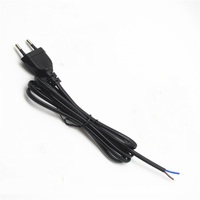 Câble d'alimentation européen noir ENEC Kema-Keur 2,5A 250V 2m, dénudé H03VVH2-F 2X0,75mm2