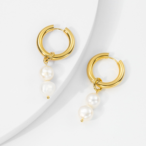 Joyería de perlas con patrón geométrico de moda, chapada en oro de alta gama y personalizada. - Product Image 3