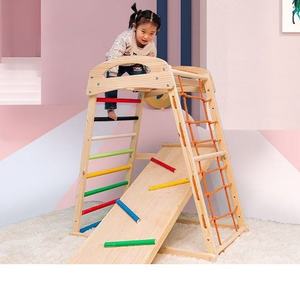 Wooden Climbing <b>Frame</b> Indoor Play Structure For Kids With Rings And Ladder Unisex Toy - Product Image 3