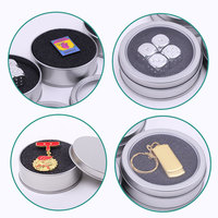 En gros Personnalisé 75*25mm Circulaire Tin case Emballage Cadeau En Métal pour USB Trophées Jouet