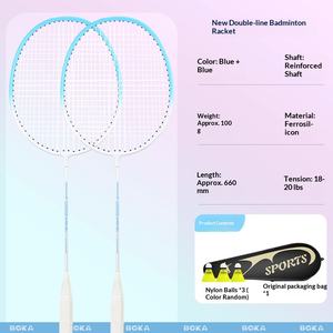 Raqueta de Bádminton Original <span class=keywords><strong>Boca</strong></span>, Competición, Amateur, Juvenil, Ferroaleación, Dureza Moderada, Resistente, Juego Especial, Juego de Dos Raquetas - Product Image 6