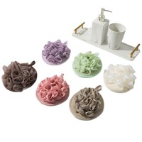 Éponge de bain et de douche en maille, 6 couleurs, éponge exfoliante pour le corps, gant de lavage avec boule de bain fleurie, loofah de voyage