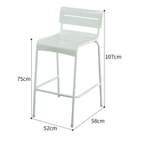Chaise haute de bar extérieure contemporaine en métal blanc, design moderne pour cuisine de ferme, salle à manger, salon, bar à domicile, hôtel