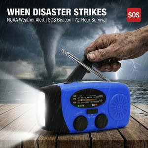 Sirène SOS d'urgence, lampe torche <span class=keywords><strong>LED</strong></span>, équipement de survie portable en stock, radio météo solaire à manivelle pour la vie hors réseau - Product Image 6