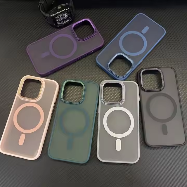 Hot Selling Durable Wireless Charging Matte Translucent Phone Case for iPhone 17 16 15 14 13 Hard PC TPU Magnetic Case