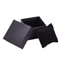 Boîte cadeau de luxe pour montre, petite, carrée, noire, en carton biodégradable, imperméable, avec doublure en éponge