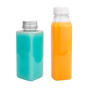 批发8盎司12盎司16盎司空宠物可生物降解塑料果汁瓶带盖