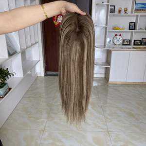 Tendencia Top 2025, 100% Cabello Humano Virgen Europeo Invisible, Base de Seda, Topper de Cabello Humano, Color Balayage Marrón, Venta al Por Mayor - Product Image 2