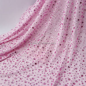 Fb012 Populaire Strass Tule Stof Glanzende Fantasie Baby Roze Kristallen Stof - Product Image 1