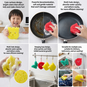 Éponge de nettoyage de cuisine de haute qualité, personnalisée en usine, pour un nettoyage en profondeur, compatible lave-vaisselle, anti-rayures, anti-odeurs, fournitures pour la cuisine - Product Image 3