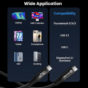 Cable USB 5.0 de Alta Velocidad SYONG de 3.3 Pies, Transmisión de Datos de 16K60Hz y 80Gpbs, Carga Rápida de 240W, Tipo C a Tipo C, para MacBook Pro, iPad, Dell - Product Image 5