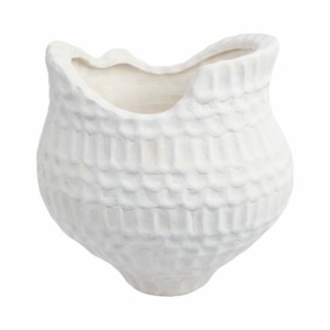 Vaso Moderno in Porcellana con Texture Ondulata, Elemento Scultoreo per l'Arredamento del Soggiorno - Product Image 4