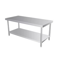 Table de travail de cuisine en acier inoxydable à double couche épaissie pour hôtels et restaurants