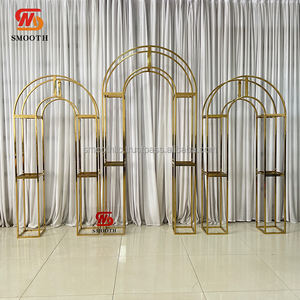 SMOOTH S wave Wedding golden Stainless <b>backdrop</b> arched stand wedding event Frame Screen - Product Image 3