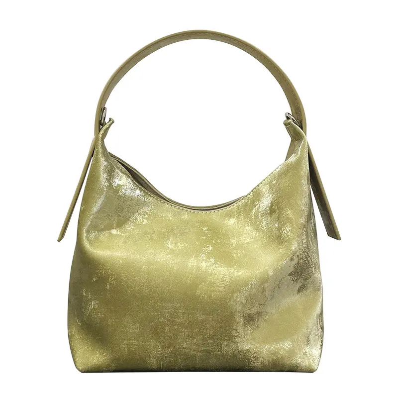 2024 Satin Oberfläche Senioren-Handtaschen für Damen Luxus retro-Eimer-Tasche neue Mode einfache Damen Halo-Färbung Unterarm-Tasche