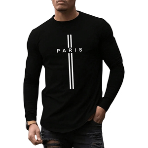 Maglietta a Maniche Lunghe da Uomo in Maglia, Traspirante, Classica Nera e Bianca, Antipiega, Asciugatura Rapida, 100% Poliestere, Stampa Digitale, Vendita all'Ingrosso <span class=keywords><strong>Paris</strong></span> - Product Image 1
