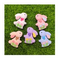 Adornos de Resina con Forma de Conejo y Flores, Miniaturas de Resina para Manualidades, Decoraciones de Resina para Pascua y Primavera