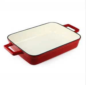 Rectangle Cast Iron Baking Dish Pan For Bread And Cupcake