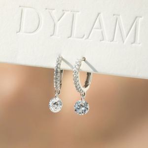 Dylam Jewelry Supplier Manufacturer 925 <b>Silver</b> Elegance Design Dangle 5A Zirconia <b>Clip</b>-on Hoop Earrings Jewelry for Women - Product Image 3