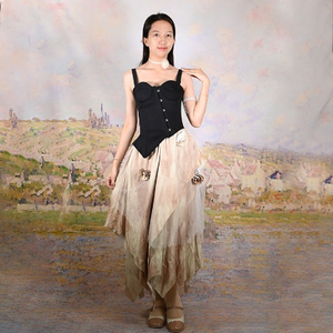 เสื้อกล้ามครอปท็อปผู้หญิงสีพื้นแบบลำลอง สายเดี่ยว เปิดหลัง ติดกระดุม - Product Image 2