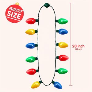 Neon-Glo LED Light up Multicolor Jumbo Bulbs Christmas Plastic Necklace Flashing Battery Operated - Product Image 3