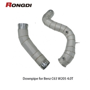 Rongdi 304 SS 1.5มม. ท่อลงแข่งหนาสำหรับ Mercedes-Benz C63S C63 W205 AMG M177 4.0T พร้อมเกราะป้องกันความร้อน - Product Image 6