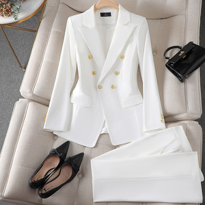 Women's Suit Set Rose Red Long Sleeve Office Lady Spring Autumn Commute Full Sleeve Worsted YX-8017 - Product Image 2