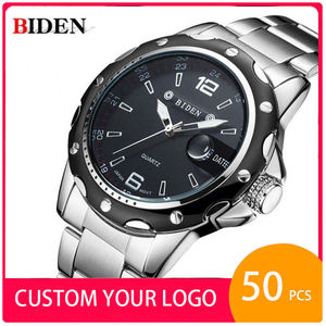 นาฬิกาควอตซ์ผู้ชาย Oem Odm แบบกำหนดเองได้ พร้อมโลโก้หน้าปัด BIDEN 0012  ปฏิทินธุรกิจ เข็มเรืองแสง กันน้ำ สำหรับผู้ชาย - Product Image 1