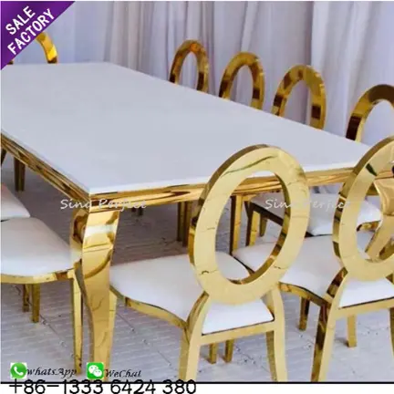 Cadeira redonda dourada de aço inoxidável, cadeira dourada para salão do banquete, jantar, casamento, jantar