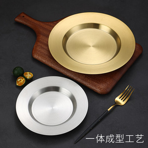 Stainless Steel Round Plate 304 Deep And Shallow For Hotel Barbecue Snacks Cold Dishes Hot Pot <b>Bbq</b> - Product Image 3