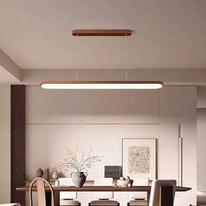 Lámpara de techo rectangular de madera de nogal negro LED 220V de montaje en superficie para sala de estar y dormitorio - Product Image 4